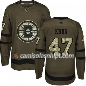 Camisola Boston Bruins Torey Krug 47 Adidas 2017-2018 Camo Verde Authentic - Homem